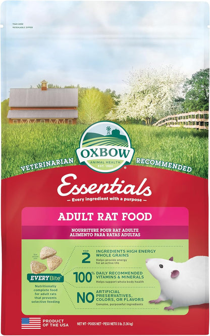 Oxbow Essentials Adult Rat Food - All Natural Adult Rat Food - Veterinarian Recommended - Made in the USA - Rich in Natural Vitamins & Minerals - No Artificial Ingredients