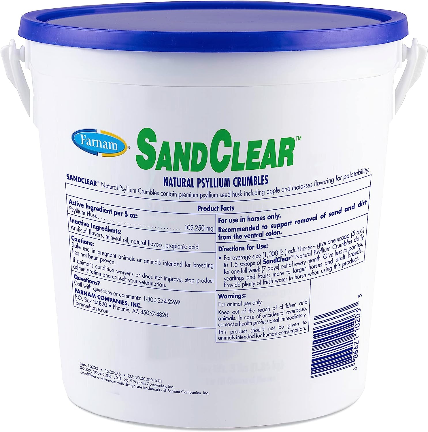 Sand Clear for Horses Natural Psyllium Crumbles, Veterinarian Recommended to Support the Removal of Sand & Dirt from the Ventral Colon, 3 Lbs., 9 Scoops