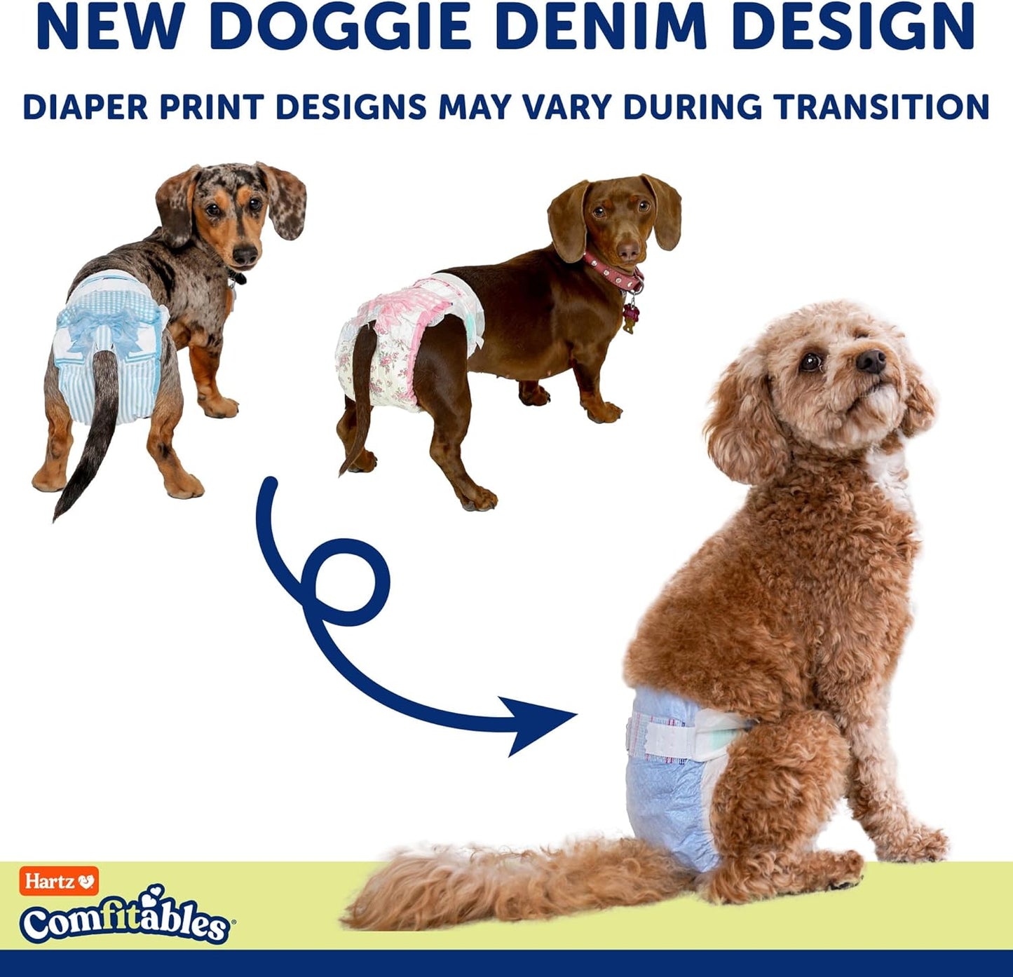 Hartz® Comfitables® Disposable Dog Diapers, Comfortable & Secure Fit, Easy to Put On, Super Absorbent Male and Female Diaper