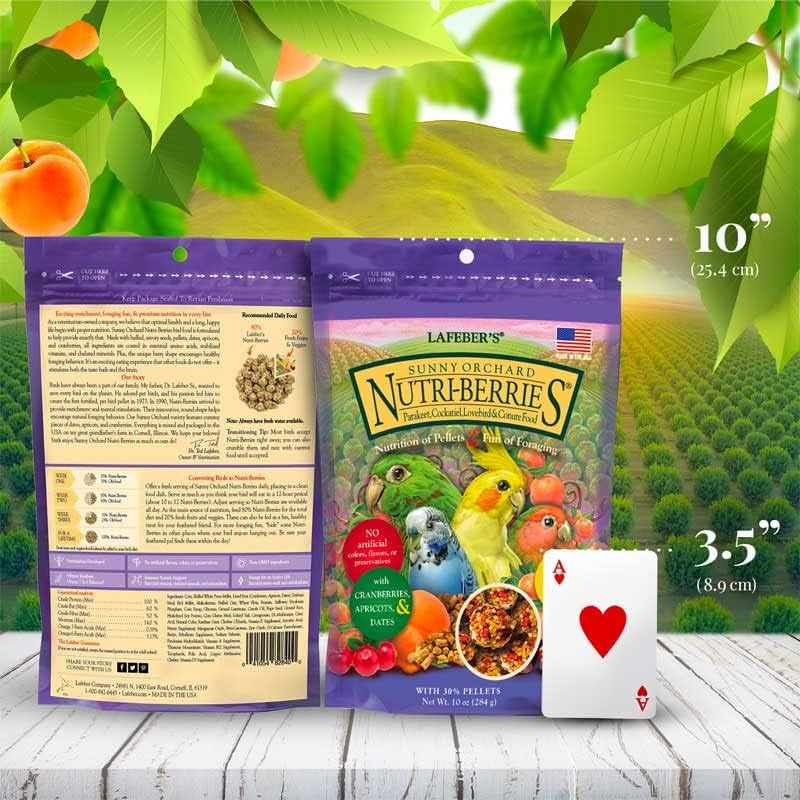 LAFEBER'S Sunny Orchard Nutri-Berries Pet Bird Food, Made with Non-GMO and Human-Grade Ingredients, for Cockatiels Conures Parakeets (Budgies) Lovebirds