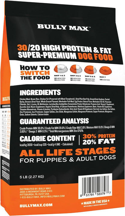 Bully Max High Performance Premium Dry Dog Food for All Ages - High Protein Natural Puppy Food for Small & Large Breed Puppies & Adult Dogs