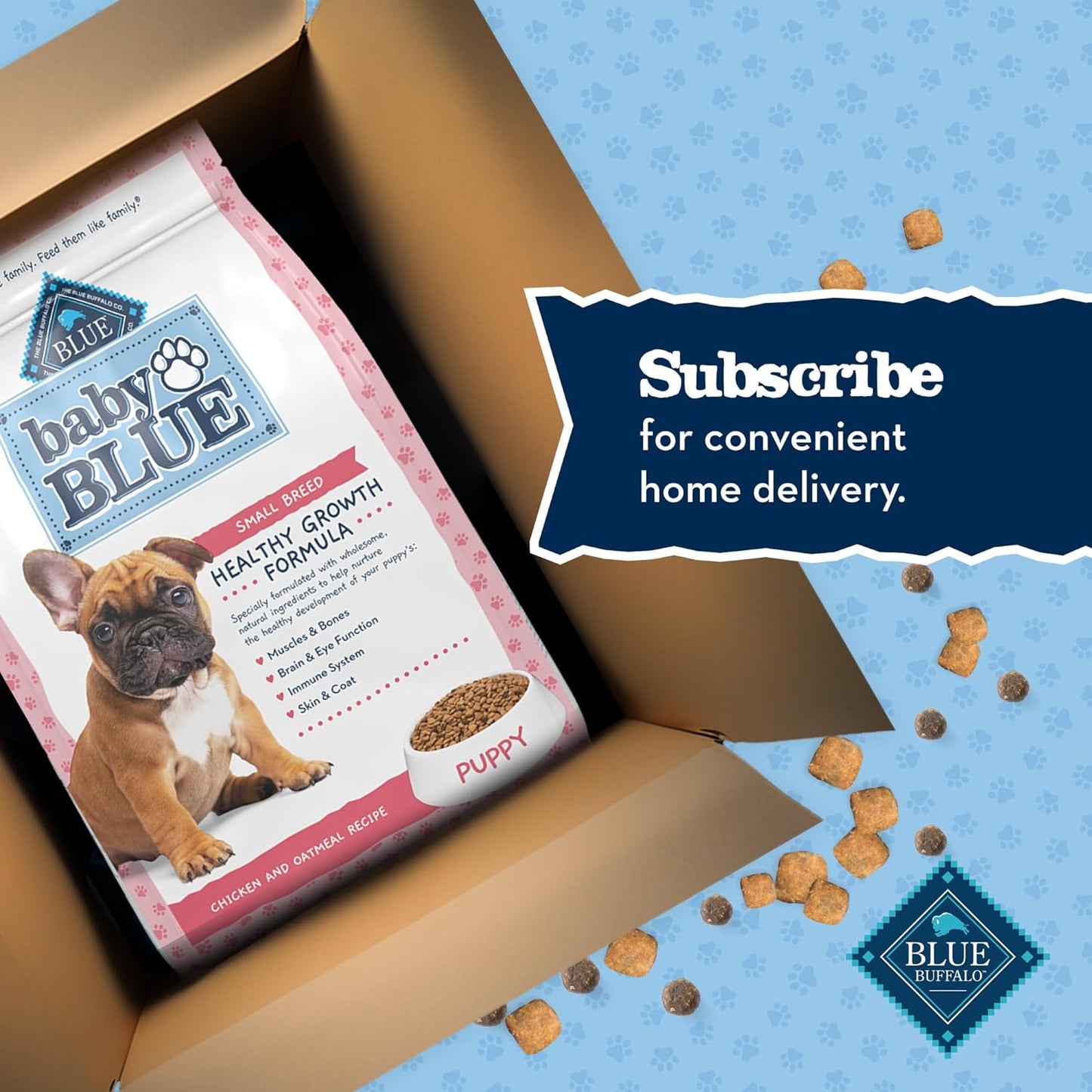 Blue Buffalo Baby BLUE Natural Small Breed Puppy Dry Dog Food, Healthy Growth Formula with DHA, Chicken and Oatmeal Recipe