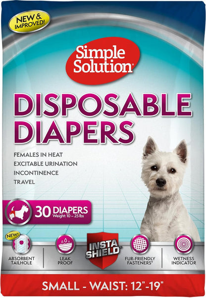 Simple Solution Disposable Dog Diapers for Female Dogs, True Fit, Absorbent, Leak Proof with Wetness Indicator, XL Puppy & Doggie Period Pad and Pee Diaper, for Large Pets