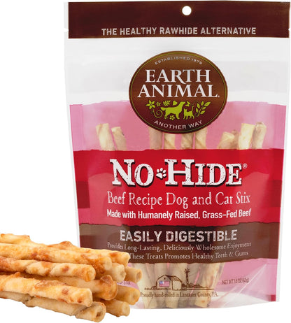 Earth Animal No Hide Stix Flavored Natural Rawhide Free Dog Chews Long Lasting Dog Chew Sticks, Dog Treats for Small Dogs and Cats, Great Dog Chews for Aggressive Chewers