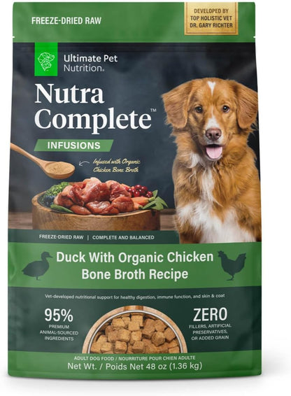 ULTIMATE PET NUTRITION Nutra Complete, 100% Freeze Dried Veterinarian Formulated Raw Dog Food with Antioxidants Prebiotics and Amino Acids