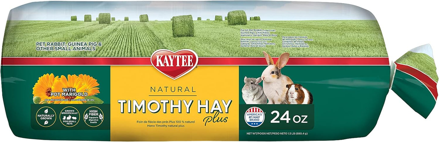 Kaytee Timothy Hay plus Spearmint/Marigold/Carrot 3 Flavor Variety Pack for Pet Guinea Pigs, Rabbits & Other Small Animals, 60 Ounce (Pack of 1)