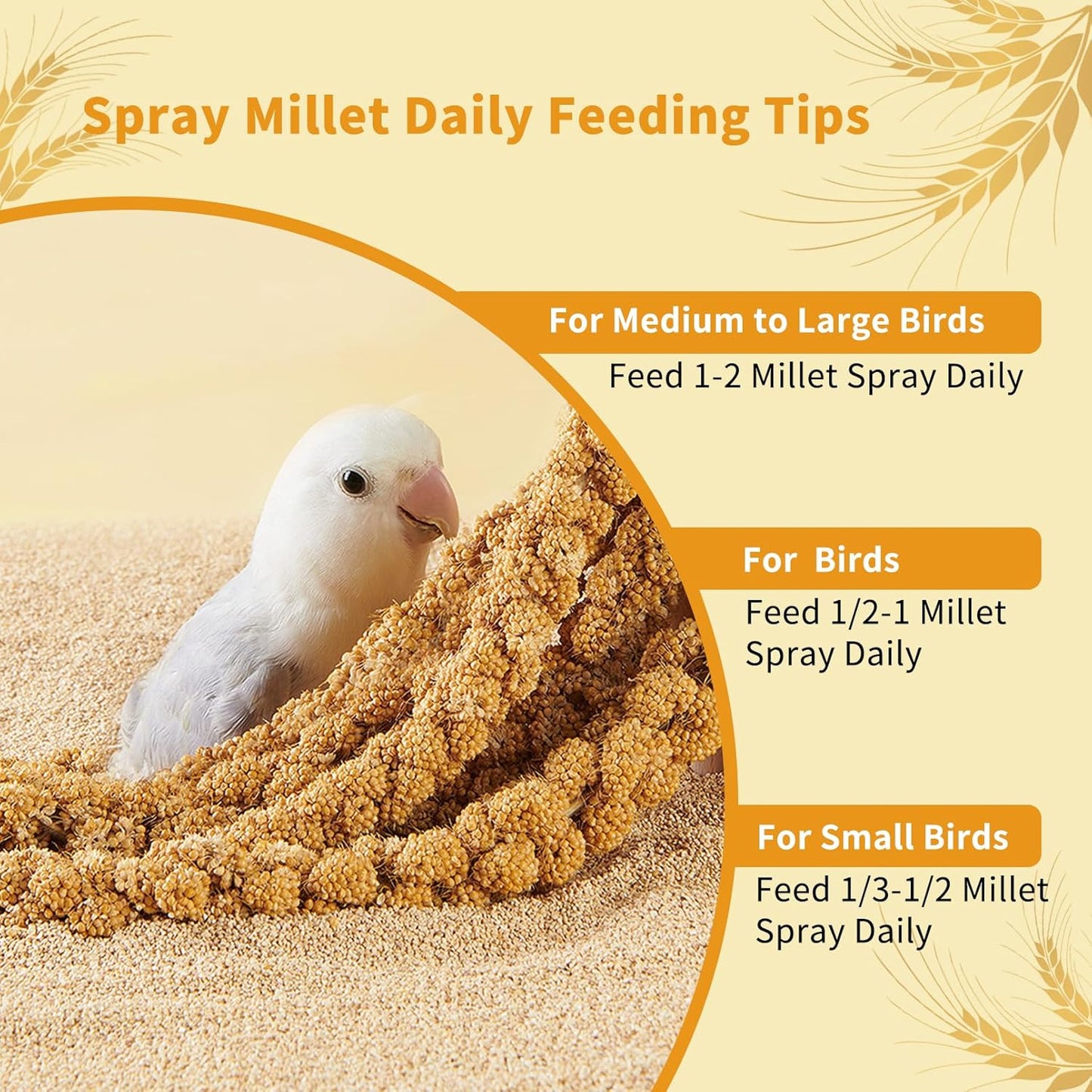 Fhiny Millet Spray for Birds, Natural Sun-Dried Millet for Birds Original Parakeet Food & Treats Spray Millet for Parakeets Parrots Cockatiels Lovebirds Finches Budgies Hamsters