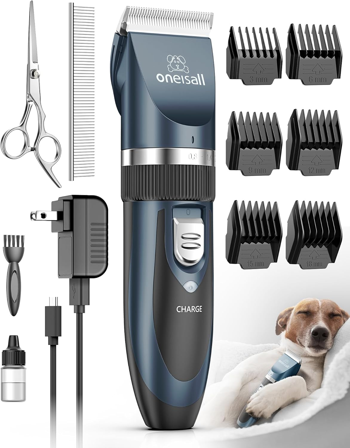 Dog Shaver Clippers Low Noise Rechargeable Cordless Electric Quiet Hair Clippers Set for Dogs Cats Pets