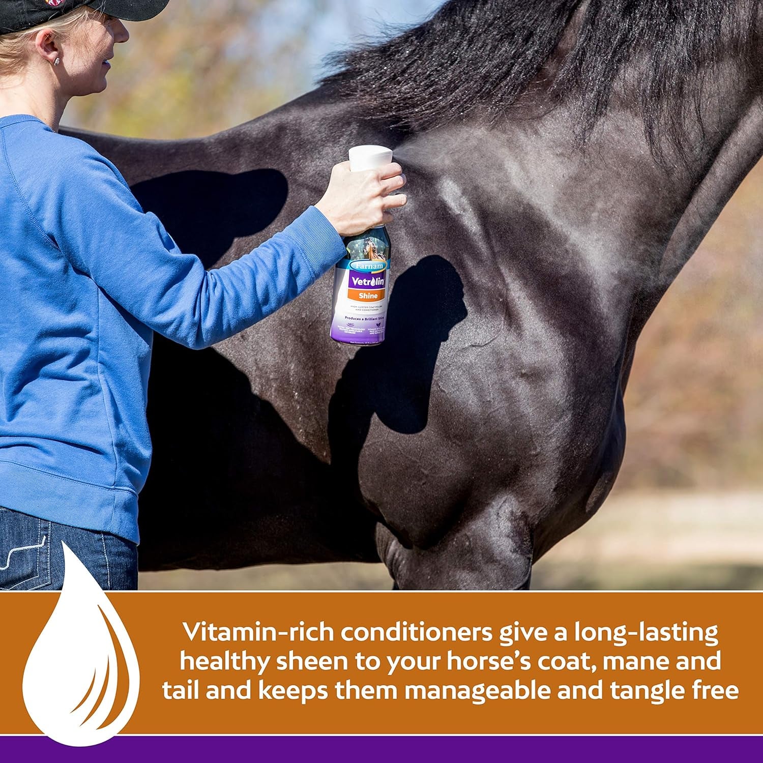 Vetrolin Shine Coat Conditioner & Shine Spray for Horses & Dogs 64 Ounces