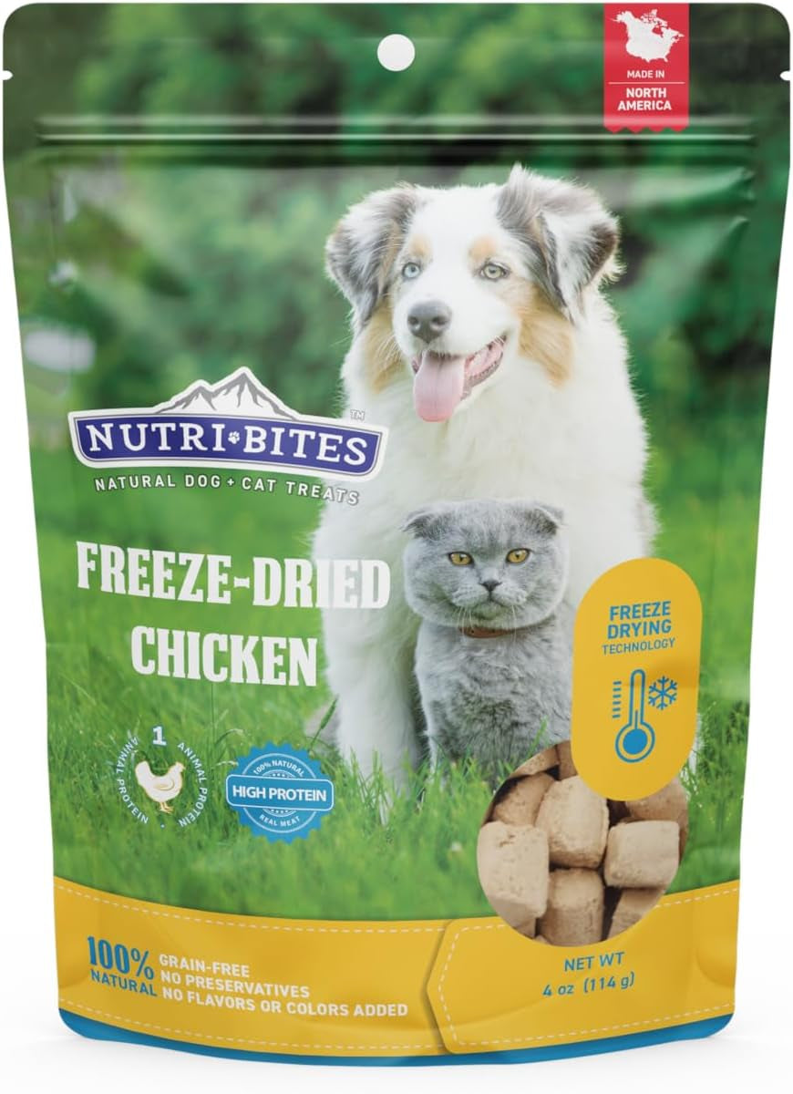 Nutri Bites Freeze Dried Dog & Cat Treats, Healthy Pet Training Treats or Food Topper, All Natural, Single Ingredient, High Protein, Premium Bulk Value Pack