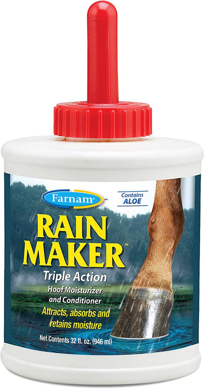 Farnam Rain Maker Triple Action Hoof Oil for Horses Moisturizer and Conditioner, Attracts, Absorbs and Retains Moisture, Contains Aloe