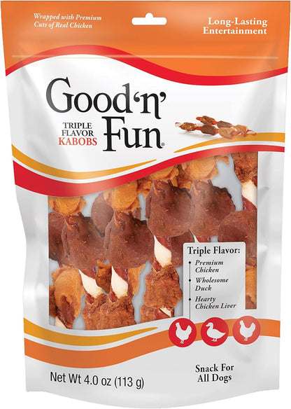 Good'N'Fun Triple Flavored Rawhide Kabobs for Dogs, 1.5 Pound (Pack of 1)