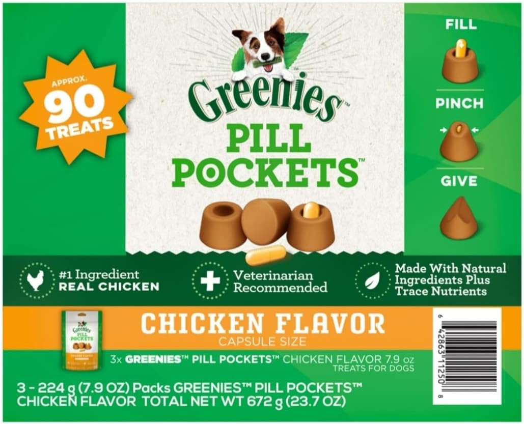 Chicken Flavor Capsule Size Pill Pockets Treats for Dogs