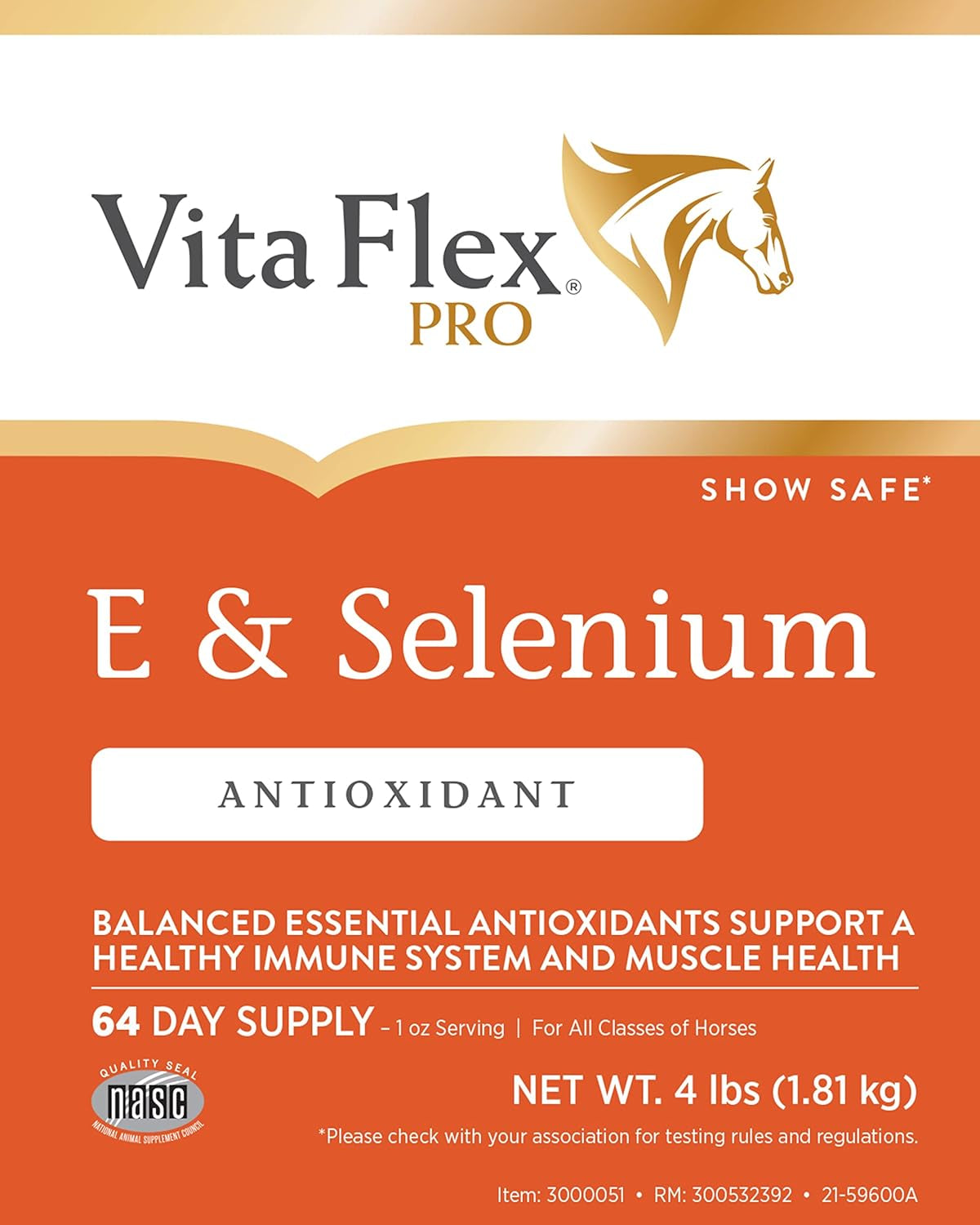 Pro E and Horse Selenium Supplement, Balanced Essential Antioxidants, 4 Pound, 64-Day Supply