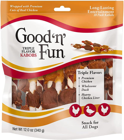 Good'N'Fun Triple Flavored Rawhide Kabobs for Dogs, 1.5 Pound (Pack of 1)