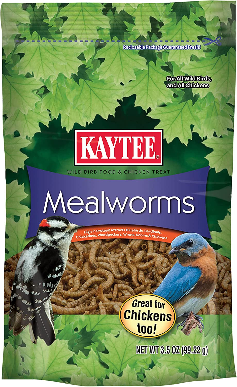 Kaytee Wild Bird Food Mealworms for Bluebirds, Wrens, Robins, Chickadees, Woodpeckers, Cardinals & Chickens