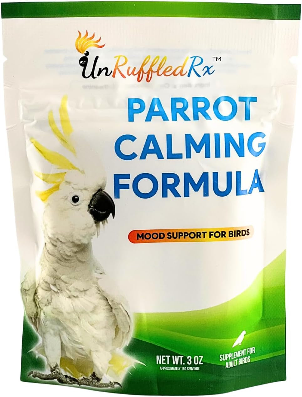 Unruffledrx™ Parrot Calming Formula - Soothes Screaming, Biting, & Plucking; Promotes Relaxation