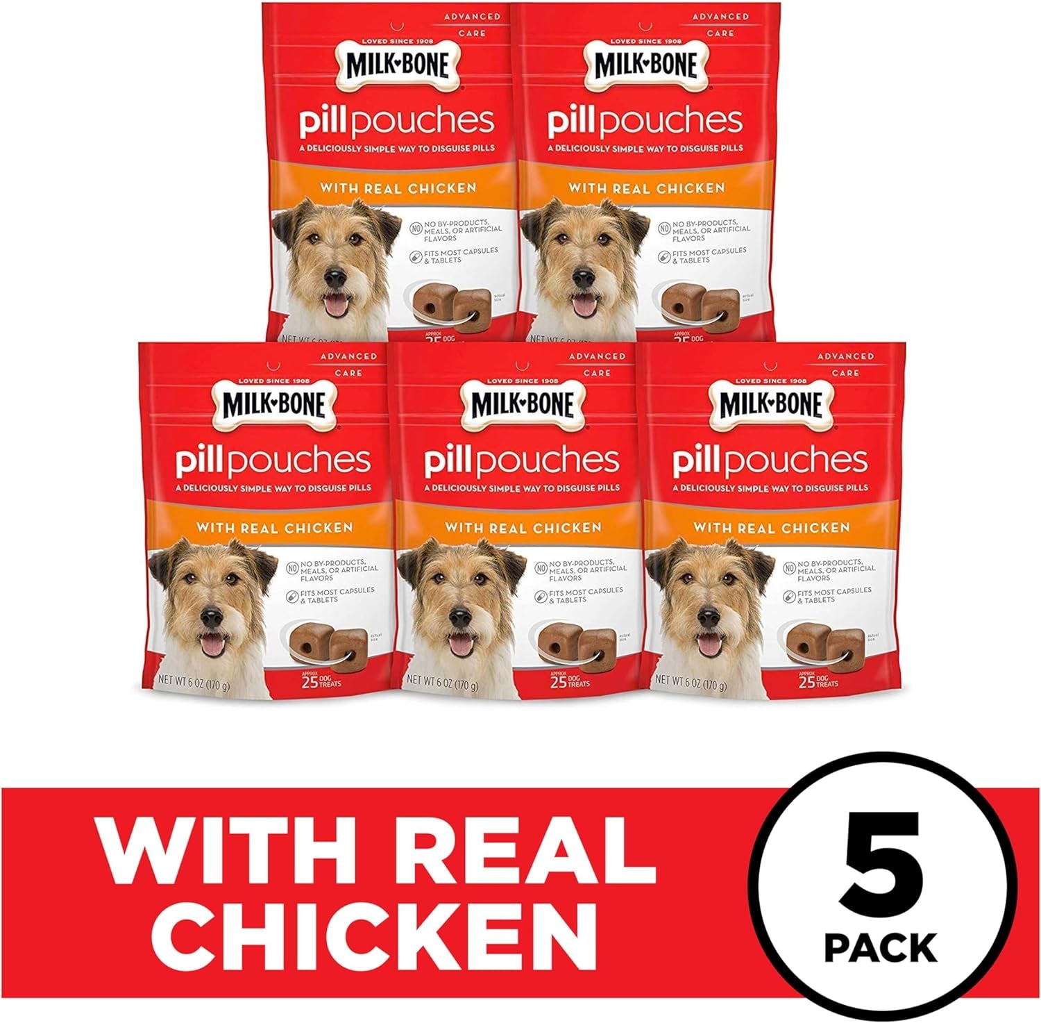 Milk-Bone Pill Pouches Dog Treats, Real Chicken Flavor