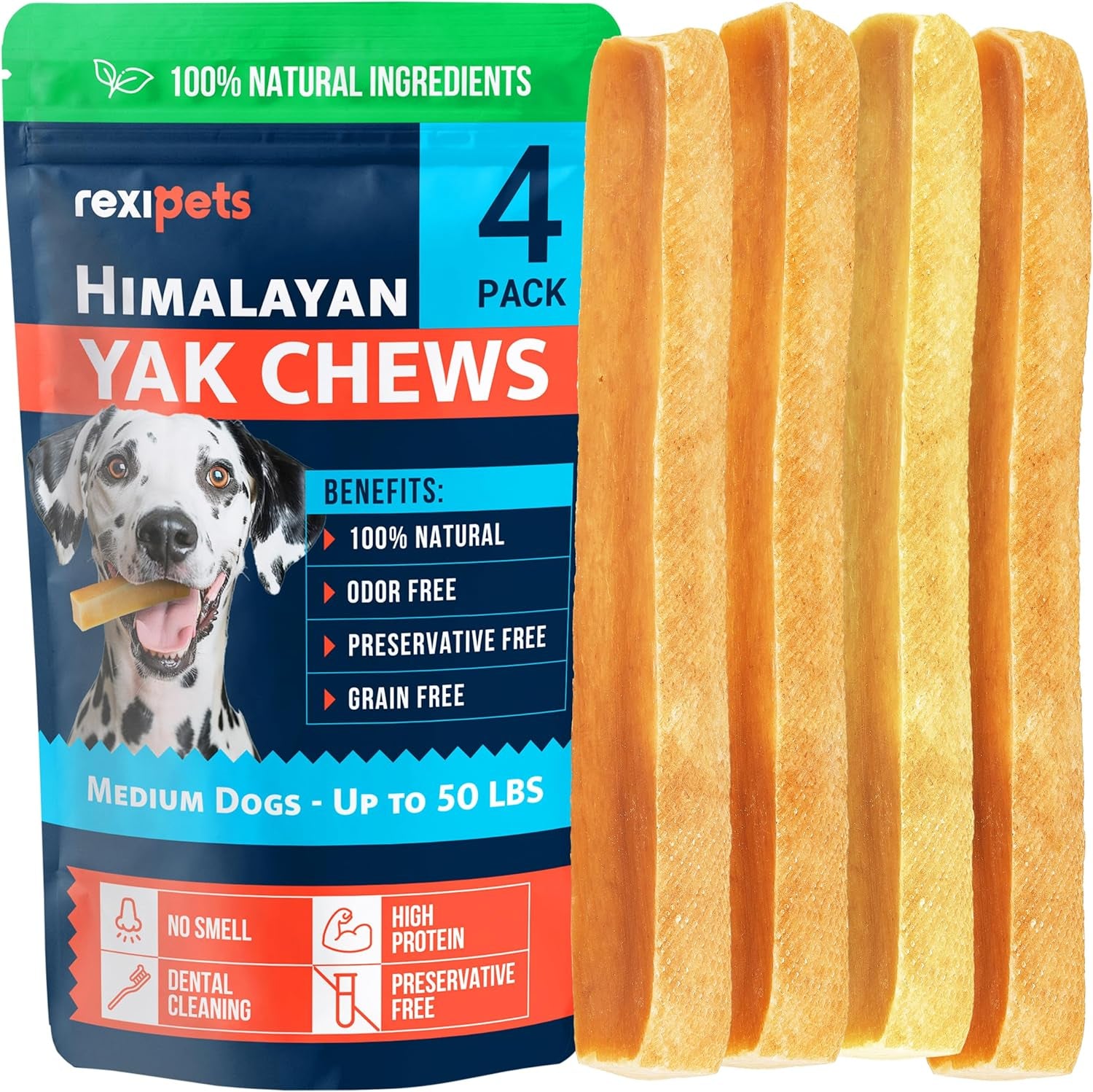 100% Natural Yak Cheese Himalayan Made Dog Chews All Breeds - Lactose Free Yak Chews for Small, Medium & Large Dogs - Dental Cleaning Dog Chews Aggressive Chewers - Long Lasting Odor & Gluten Free