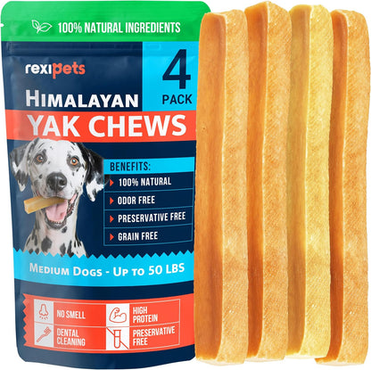 100% Natural Yak Cheese Himalayan Made Dog Chews All Breeds - Lactose Free Yak Chews for Small, Medium & Large Dogs - Dental Cleaning Dog Chews Aggressive Chewers - Long Lasting Odor & Gluten Free