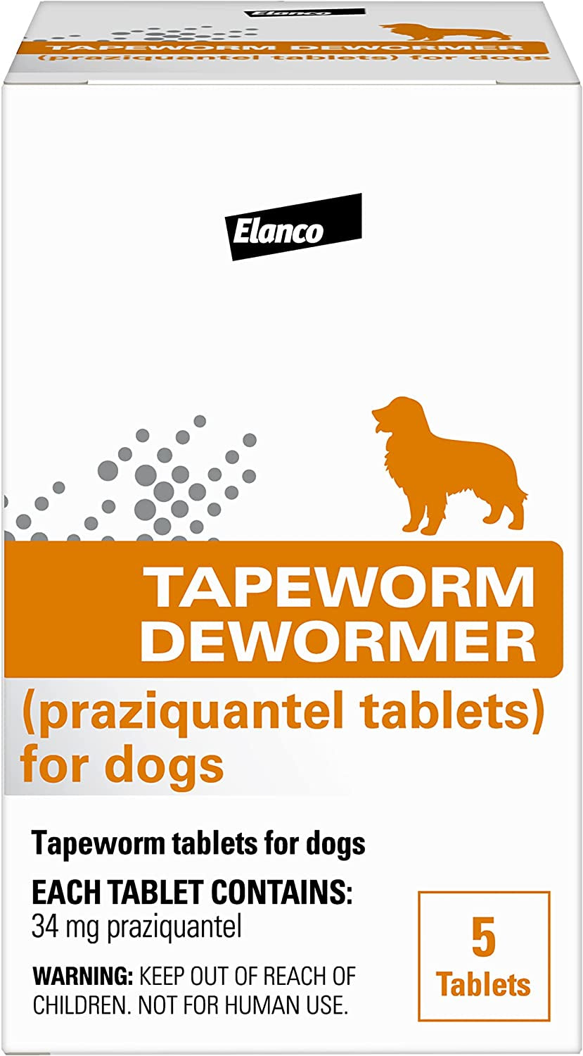 Elanco Tapeworm Dewormer (Praziquantel Tablets) for Dogs, 5 Count (Pack of 1) Praziquantel Tablets for Dogs and Puppies 4 Weeks and Older