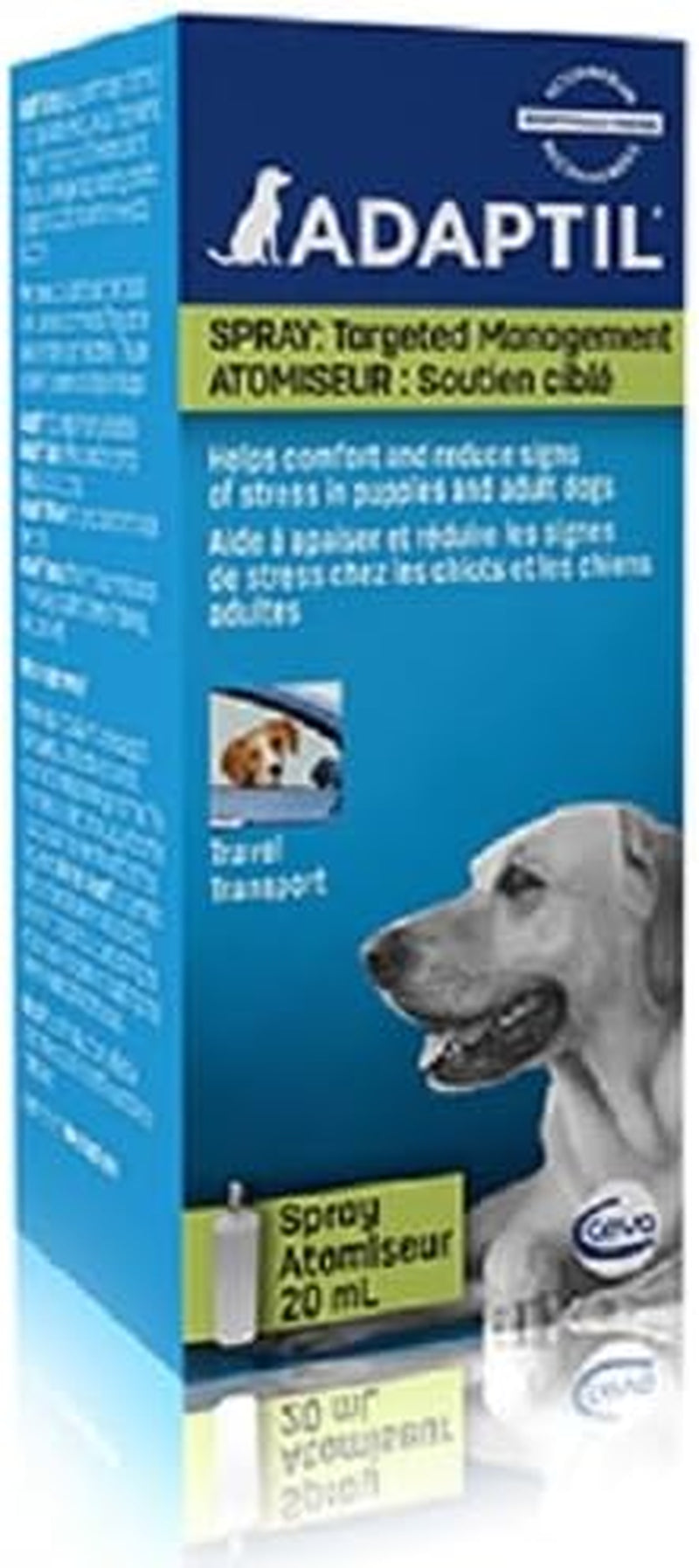 ADAPTIL Spray 60 Ml – Calms & Comforts Dogs during Travel, Veterinary Visits and Stressful Events - the Original D.A.P. Dog Appeasing Pheromone Spray, 60Ml - Packaging May Vary