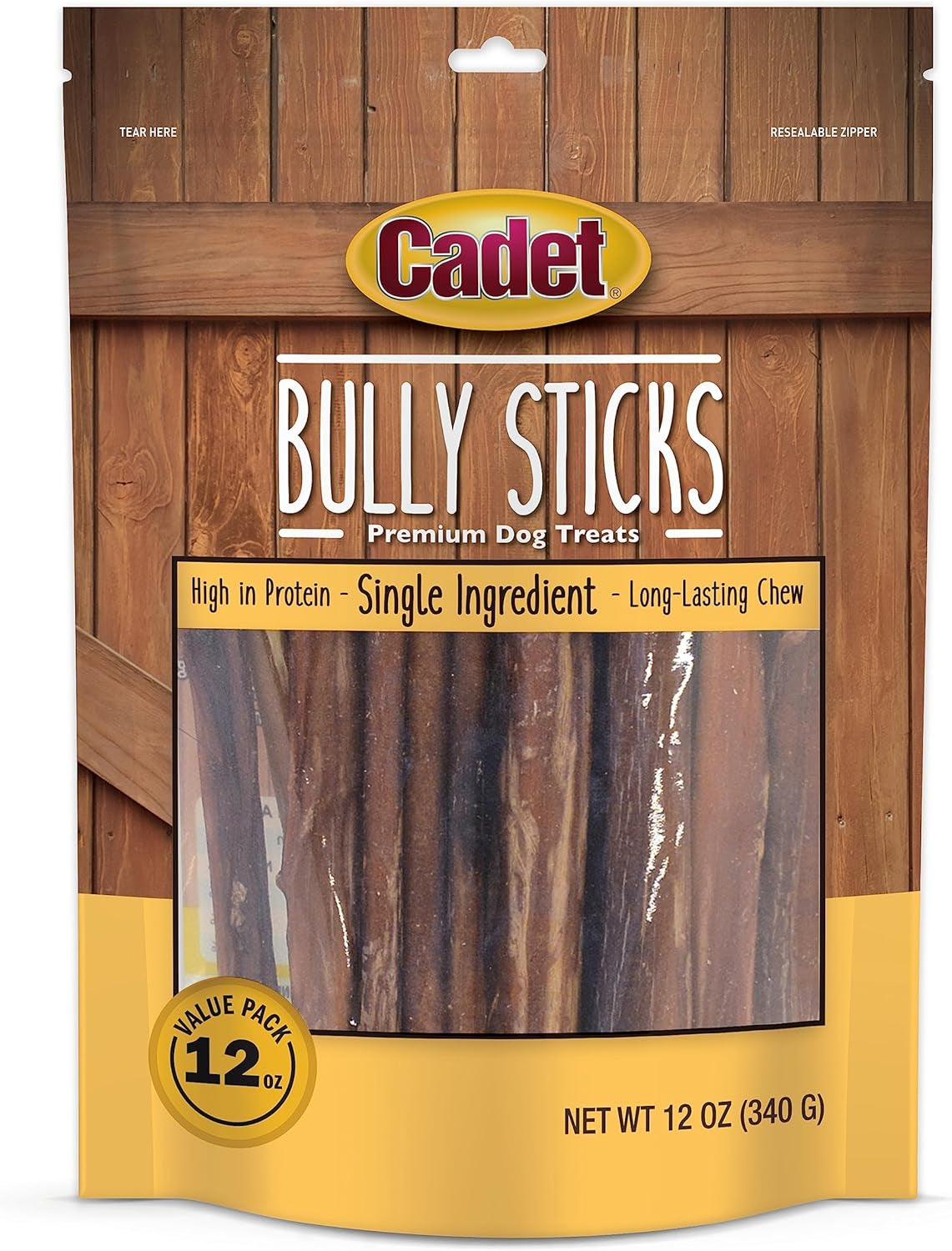 Cadet Bully Sticks for Small Dogs - All-Natural Beef Pizzle, High Protein, Low Fat, Long-Lasting, Grain & Rawhide-Free Dog Chews for Aggressive Chewers