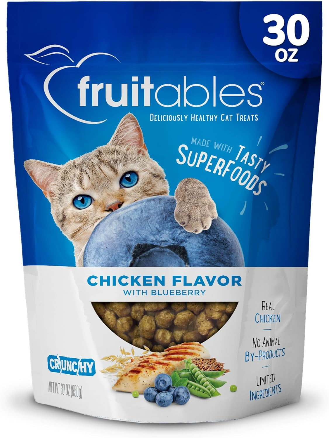 Fruitables Cat Treats - Crunchy Treats for Cats - Healthy Low Calorie Treats Packed with Protein - Free of Wheat, Corn and Soy