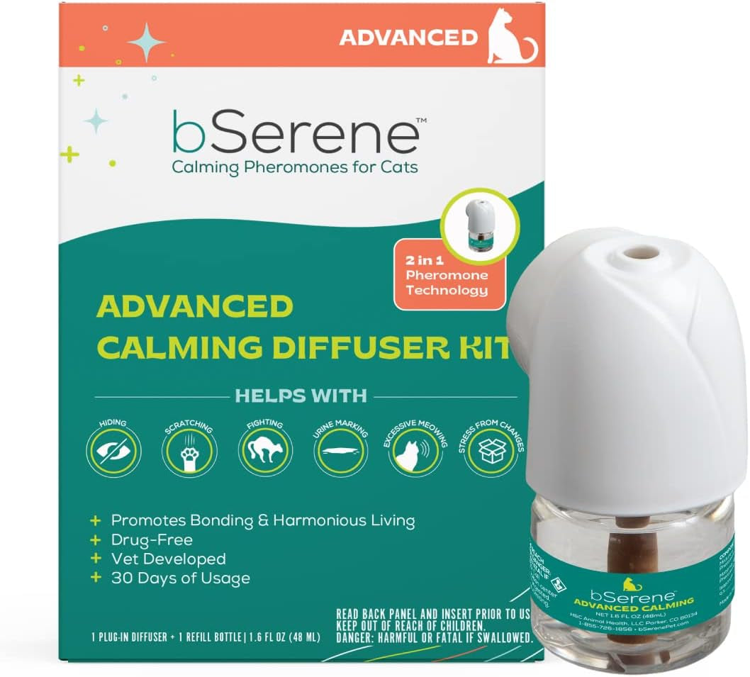 Advanced Pheromone Calming Solution for Cats 30-Day Diffuser Refill Helps Reduce Hiding, Scratching, Stress, Spraying for Single & Multi-Cat Homes, Promotes Bonding