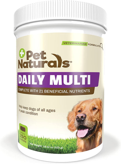 Pet Naturals Daily Multivitamin for Dogs, Veggie Flavor, 150 Chews - Yummy Chews with Amino Acids, and Antioxidants - Supports Energy, Metabolic Function and Pet Wellness