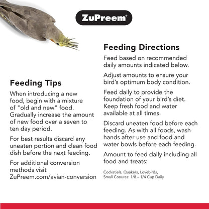 Zupreem Natural Pellets Bird Food for Medium Birds, 2.5 Lb (Pack of 2) - Daily Nutrition, Made in USA for Cockatiels, Quakers, Lovebirds, Small Conures