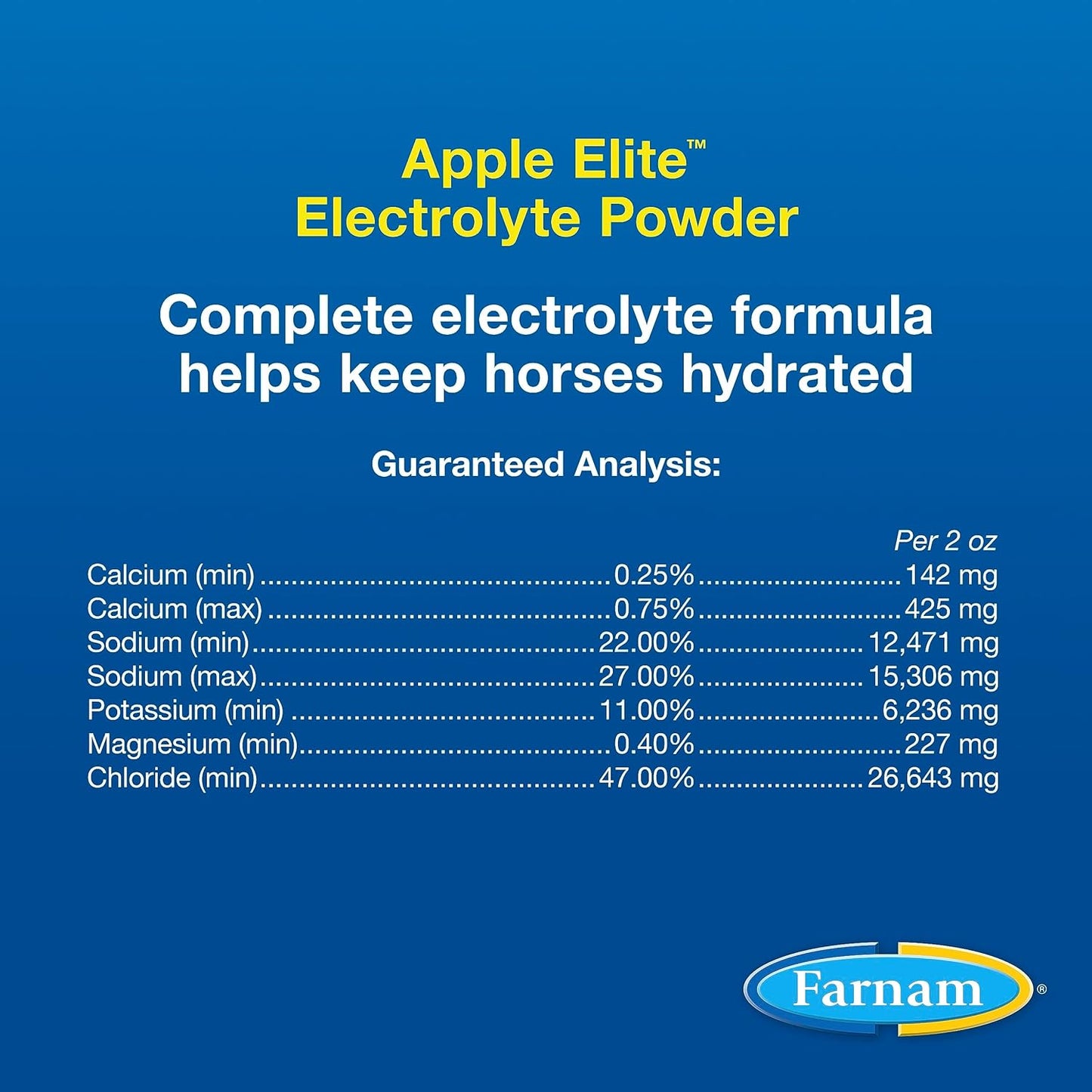 Apple Elite Horse Electrolyte Powder, Replaces Minerals Lost in Sweat during Exercise, Extreme Weather & Stressful Conditions, 5 Lb., 40 Day Supply