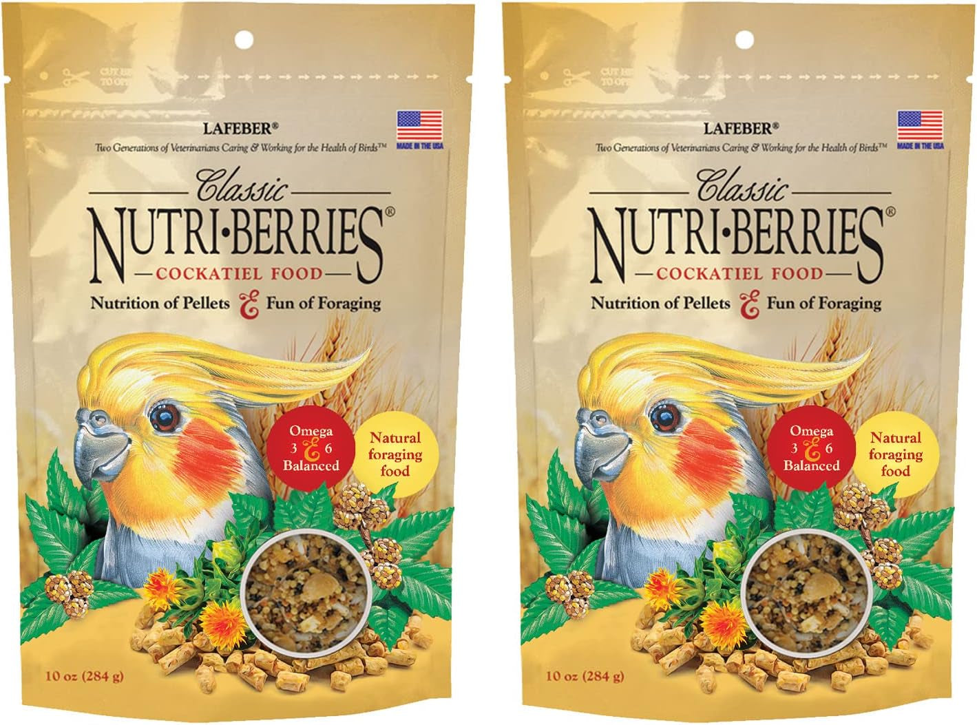 LAFEBER'S Classic Nutri-Berries Pet Bird Food, Made with Non-Gmo and Human-Grade Ingredients, for Cockatiels