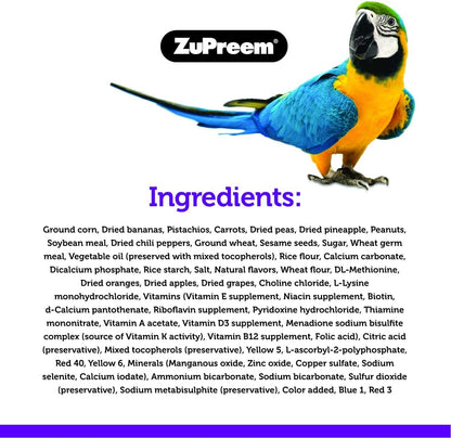 Zupreem Pure Fun Bird Food for Large Birds, Variety Blend of Fruit, Fruitblend Pellets, Vegetables, Nuts for Amazons, Macaws, Cockatoos