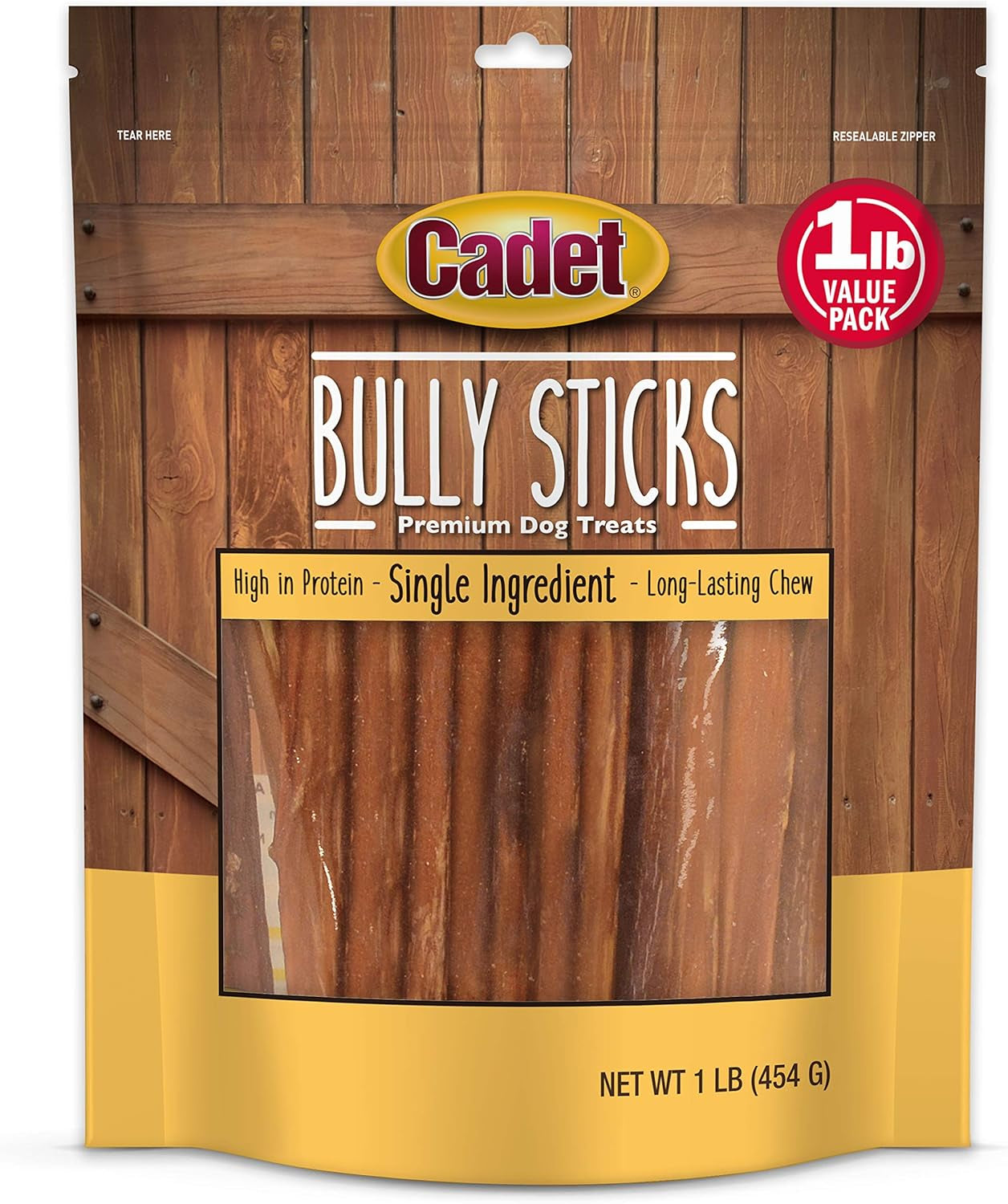 Cadet Bully Sticks for Small Dogs - All-Natural Beef Pizzle, High Protein, Low Fat, Long-Lasting, Grain & Rawhide-Free Dog Chews for Aggressive Chewers