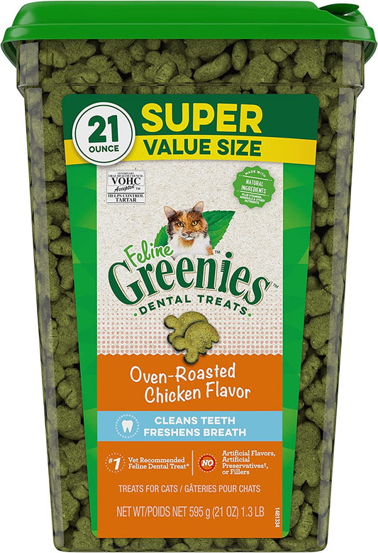 FELINE GREENIES Natural Dental Care Cat Treats Oven Roasted Chicken Flavor