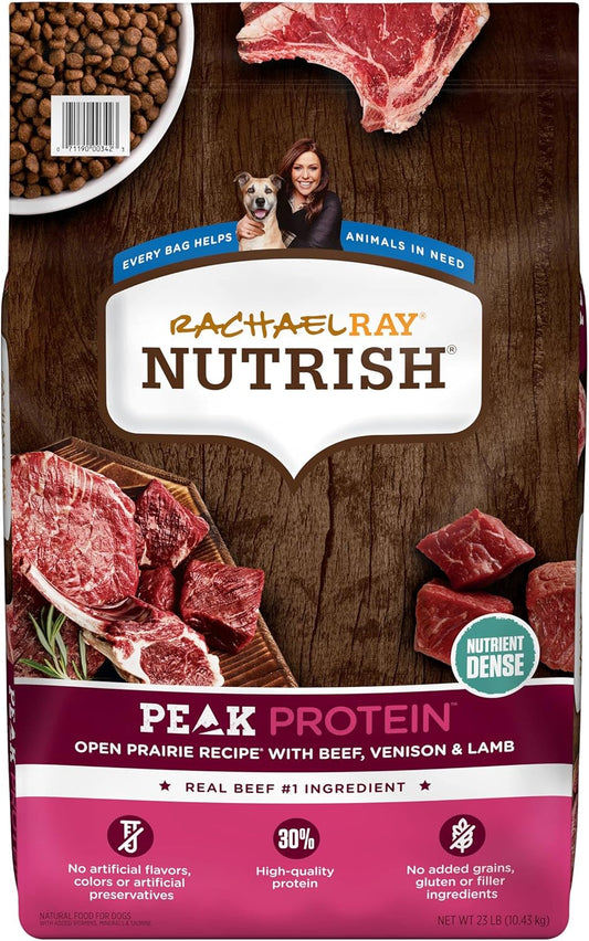 Rachael Ray Nutrish PEAK Natural Dry Dog Food, Open Prairie Recipe with Beef, Venison & Lamb, Grain Free (Packaging May Vary)