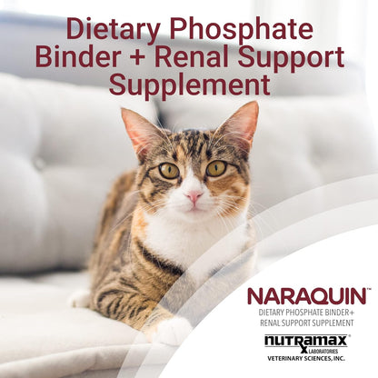 Nutramax Laboratories NARAQUIN™ Dietary Phosphate Binder + Renal Support Supplement for Cats & Dogs, 60 Count