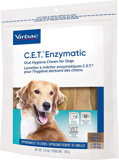 Virbac C.E.T. Enzymatic Oral Hygiene Chews for Dogs, Beef