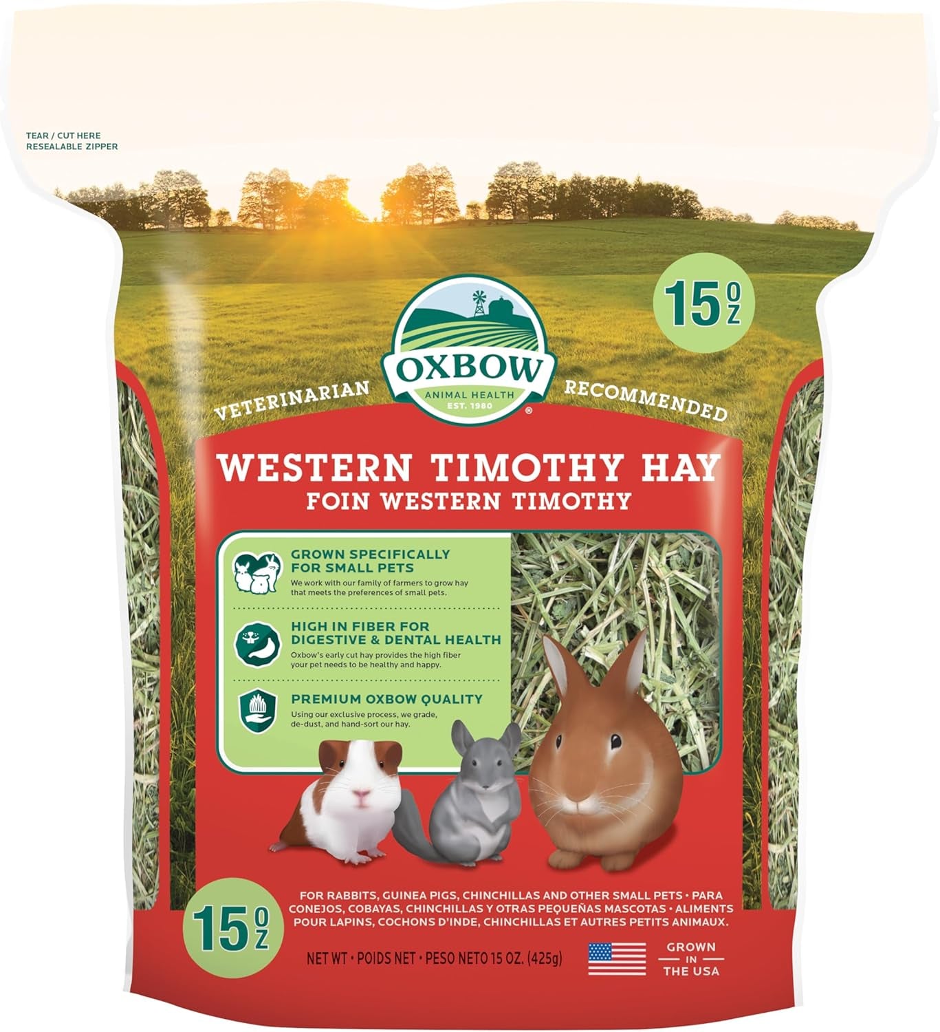 Oxbow Animal Health Western Timothy Hay - All Natural Hay for Rabbits, Guinea Pigs, Chinchillas, Hamsters & Gerbils