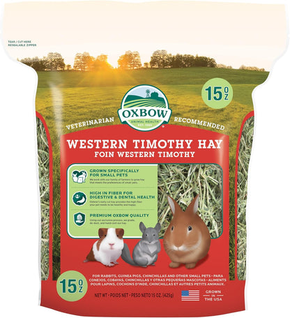 Oxbow Animal Health Western Timothy Hay - All Natural Hay for Rabbits, Guinea Pigs, Chinchillas, Hamsters & Gerbils