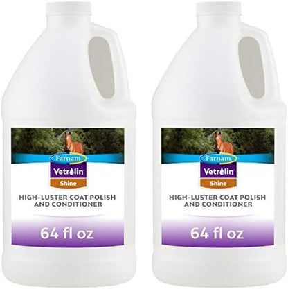 Vetrolin Shine Coat Conditioner & Shine Spray for Horses & Dogs 64 Ounces