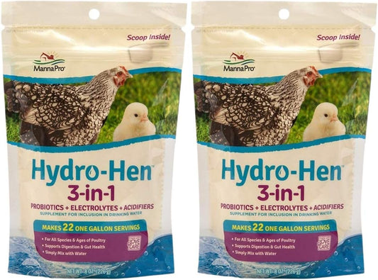 Manna Pro 2 Pack of Hydro-Hen 3-In-1 Water Supplement with Probiotics, Electrolytes, and Acidifiers for Chickens