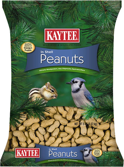 Peanuts in Shell for Squirrels, Woodpeckers, Nuthatches, Jays, Towhees, Cardinals, Indigo Buntings, and Other Wild Birds, 5 Pound