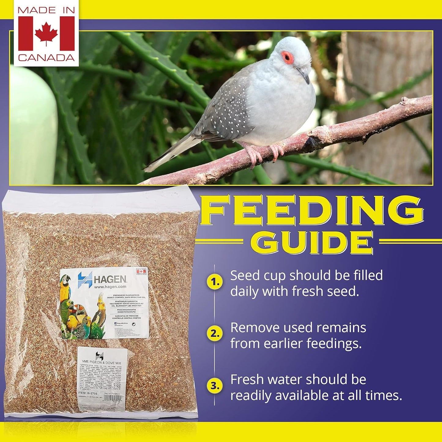 Hagen Pigeon & Dove Seed, Nutritionally Complete Bird Food 25 Pound (Pack of 1)