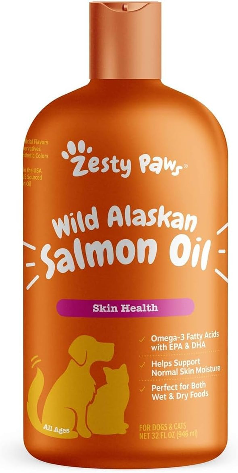 Wild Alaskan Salmon Oil Formula for Dogs & Cats - Omega 3 Skin & Coat Support - Liquid Food Supplement for Pets - Natural EPA + DHA Fatty Acids for Joint Function, Immune & Heart Health 8.5Oz