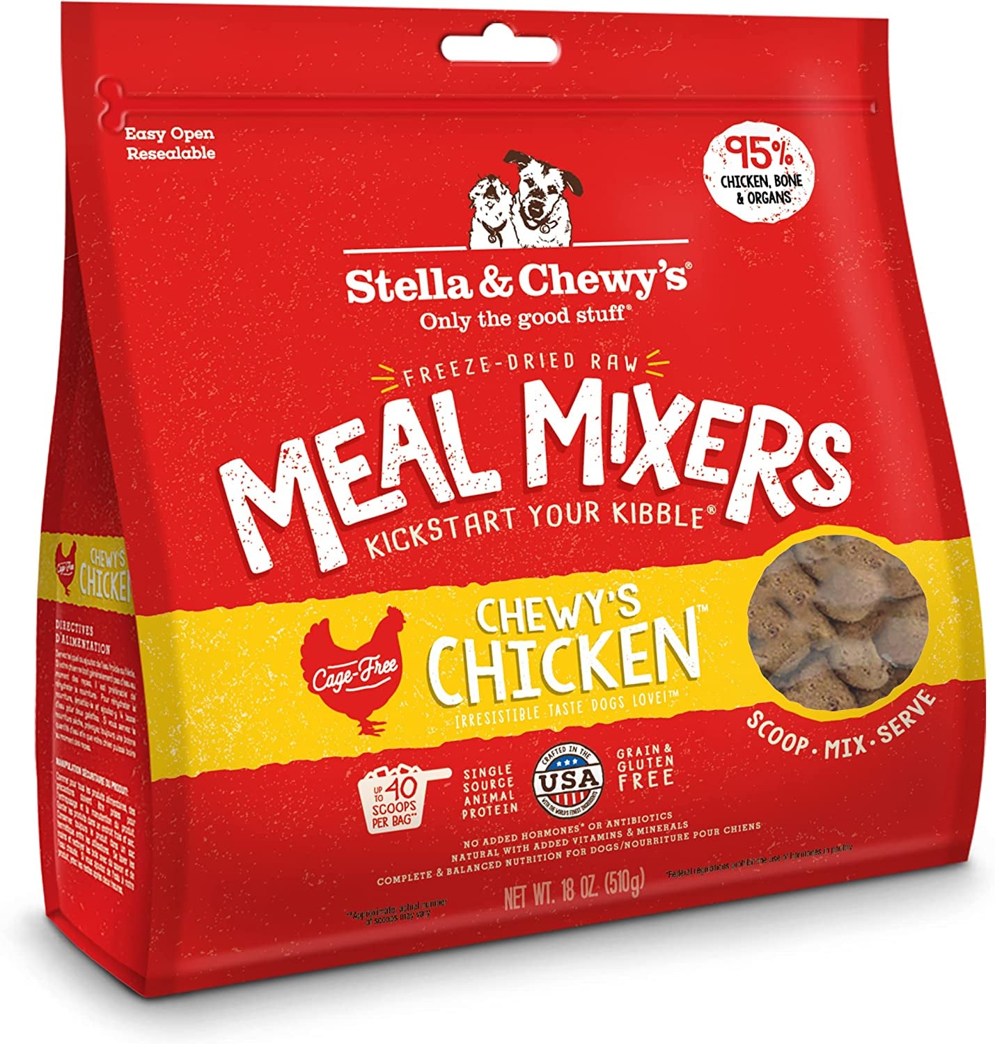 Stella & Chewy'S Freeze Dried Raw Chewy’S Chicken Meal Mixers - Dog Food Topper for Small & Large Breeds - Grain Free, Protein Rich Recipe