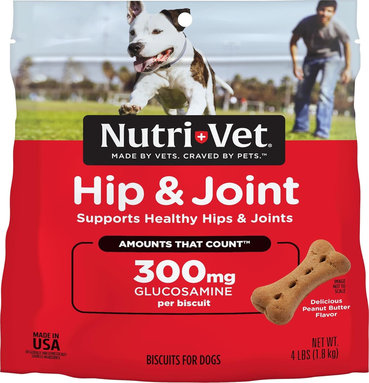 Nutri-Vet Hip & Joint Biscuits for Dogs - Tasty Dog Glucosamine Treat & Dog Joint Supplement - Large Sized Biscuit with Glucosamine