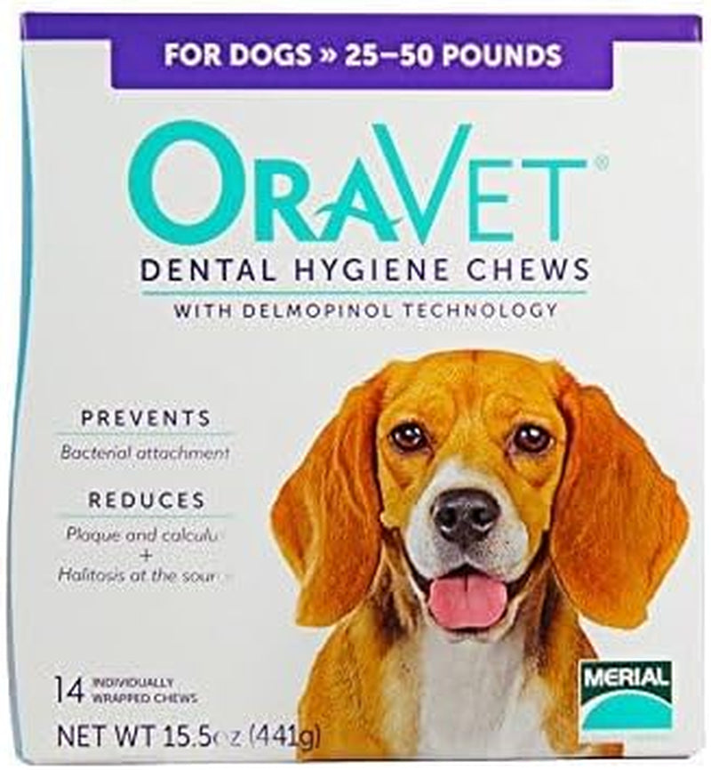 ORAVET Dental Chews for Dogs, Oral Care and Hygiene Chews (Medium Dogs, 25-50 Lbs.) Purple Pouch