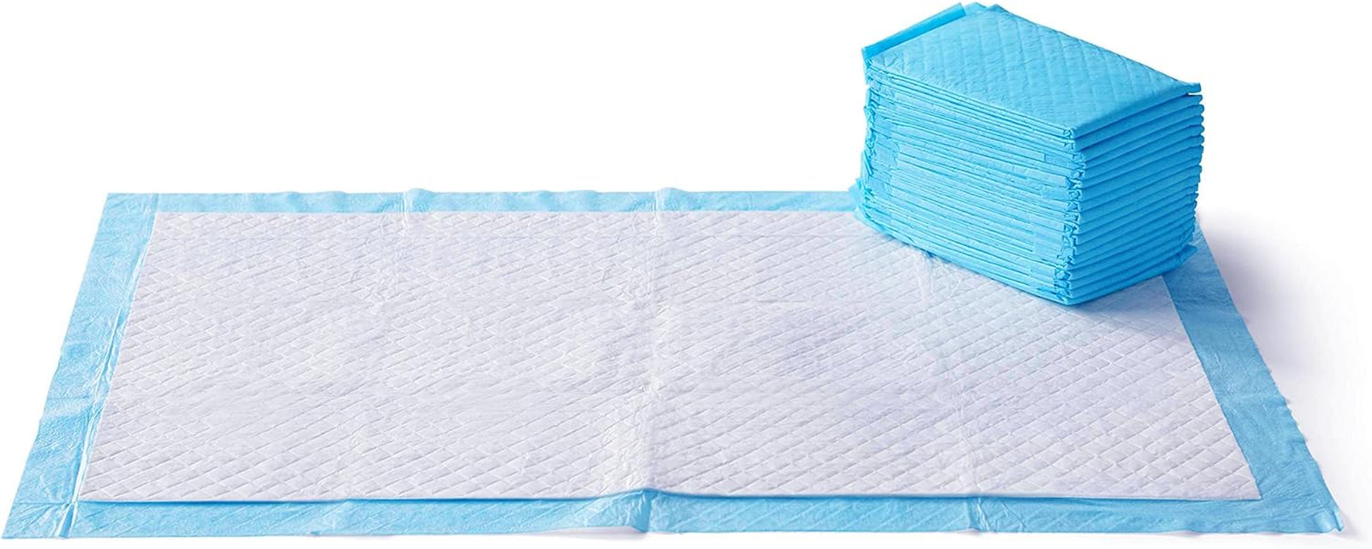 Dog and Puppy Pee Pads with 5-Layer Leak-Proof Design and Quick-Dry Surface for Potty Training, Standard Absorbency, Regular Size, 22 X 22 Inch - Pack of 50, Blue & White